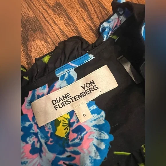 Diane Von Furstenberg | Deacon Floral Puff Sleeve Cotton Midi Dress Floral Black - Picture 11 of 15